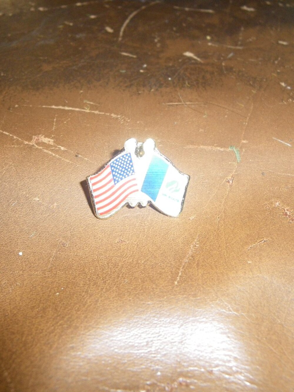 Vintage United States & Girl Scouts of America Crossed Flags Lapel Pin
